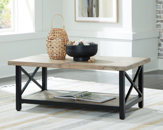 Bradenton Furniture Outlet - Ashley Furniture - Bristenfort Coffee Table - Rectangular Cocktail Table / Brown/Black - T685-1