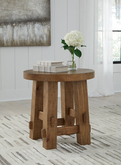 Bradenton Furniture Outlet - Ashley Furniture - Mackifeld End Table - Round End Table / Warm Brown - T724-6