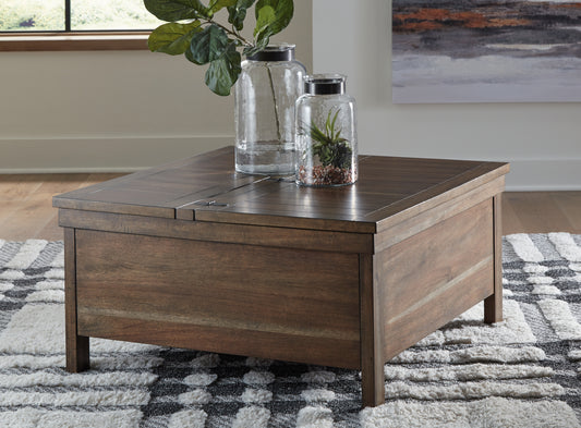 Bradenton Furniture Outlet - Ashley Furniture - Moriville Lift-Top Coffee Table - Lift Top Cocktail Table / Grayish Brown - T731-9