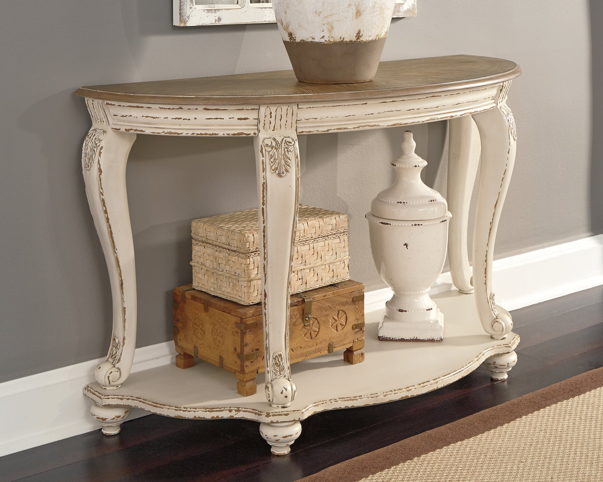 Bradenton Furniture Outlet - Ashley Furniture - Realyn Sofa Table - Sofa Table / White/Brown - T743-4