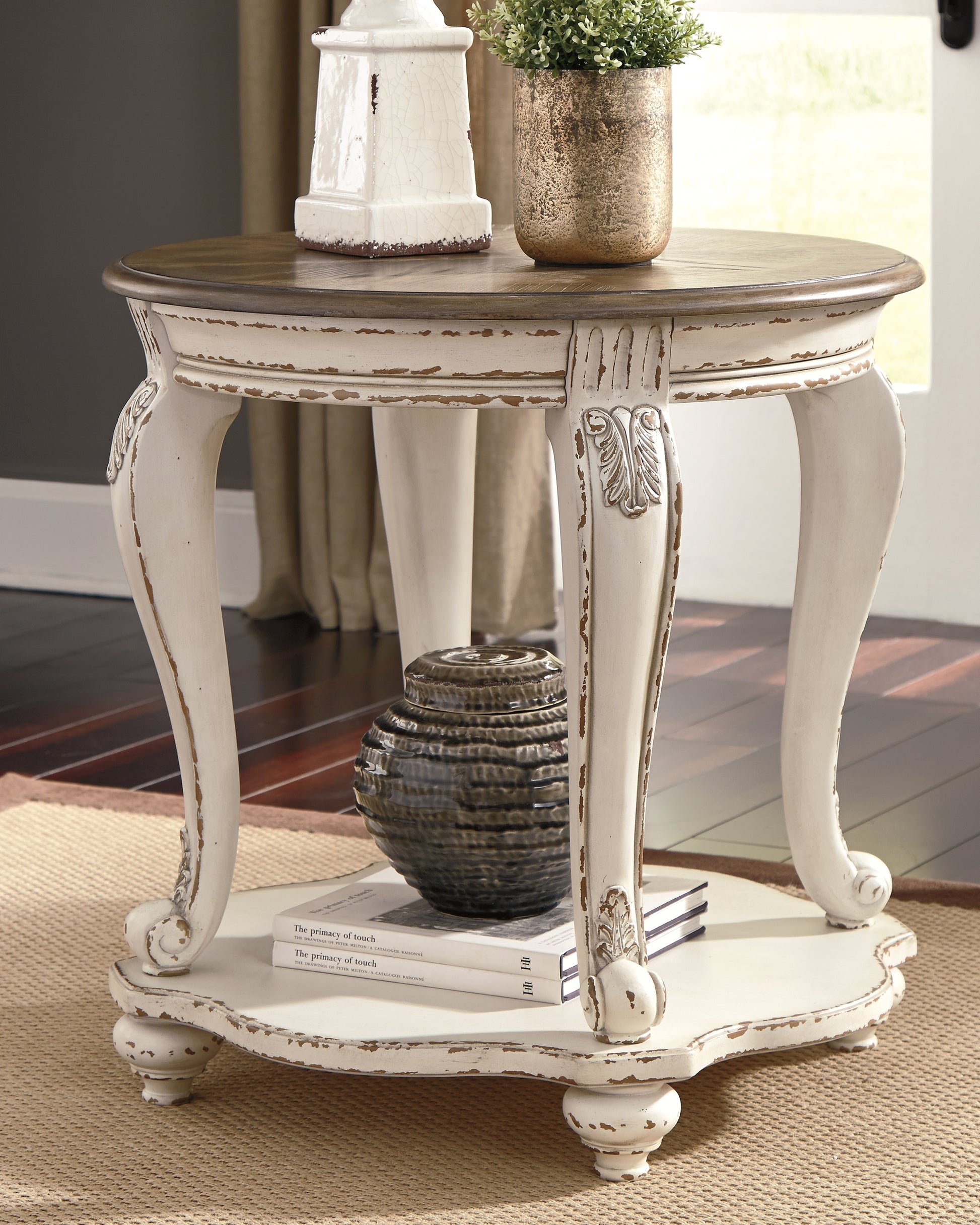 Bradenton Furniture Outlet - Ashley Furniture - Realyn End Table - Round End Table / White/Brown - T743-6
