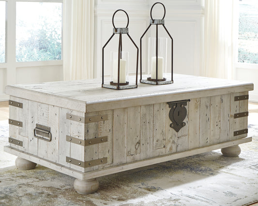 Bradenton Furniture Outlet - Ashley Furniture - Carynhurst Coffee Table with Lift Top - Lift Top Cocktail Table / White Wash Gray - T757-9