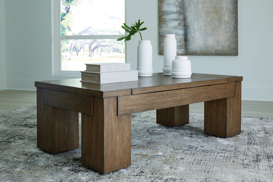 Bradenton Furniture Outlet - Ashley Furniture - Rosswain Lift-Top Coffee Table - Lift Top Cocktail Table / Warm Brown - T763-9
