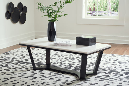 Bradenton Furniture Outlet - Ashley Furniture - Fostead Coffee Table - Rectangular Cocktail Table / White/Espresso - T770-1