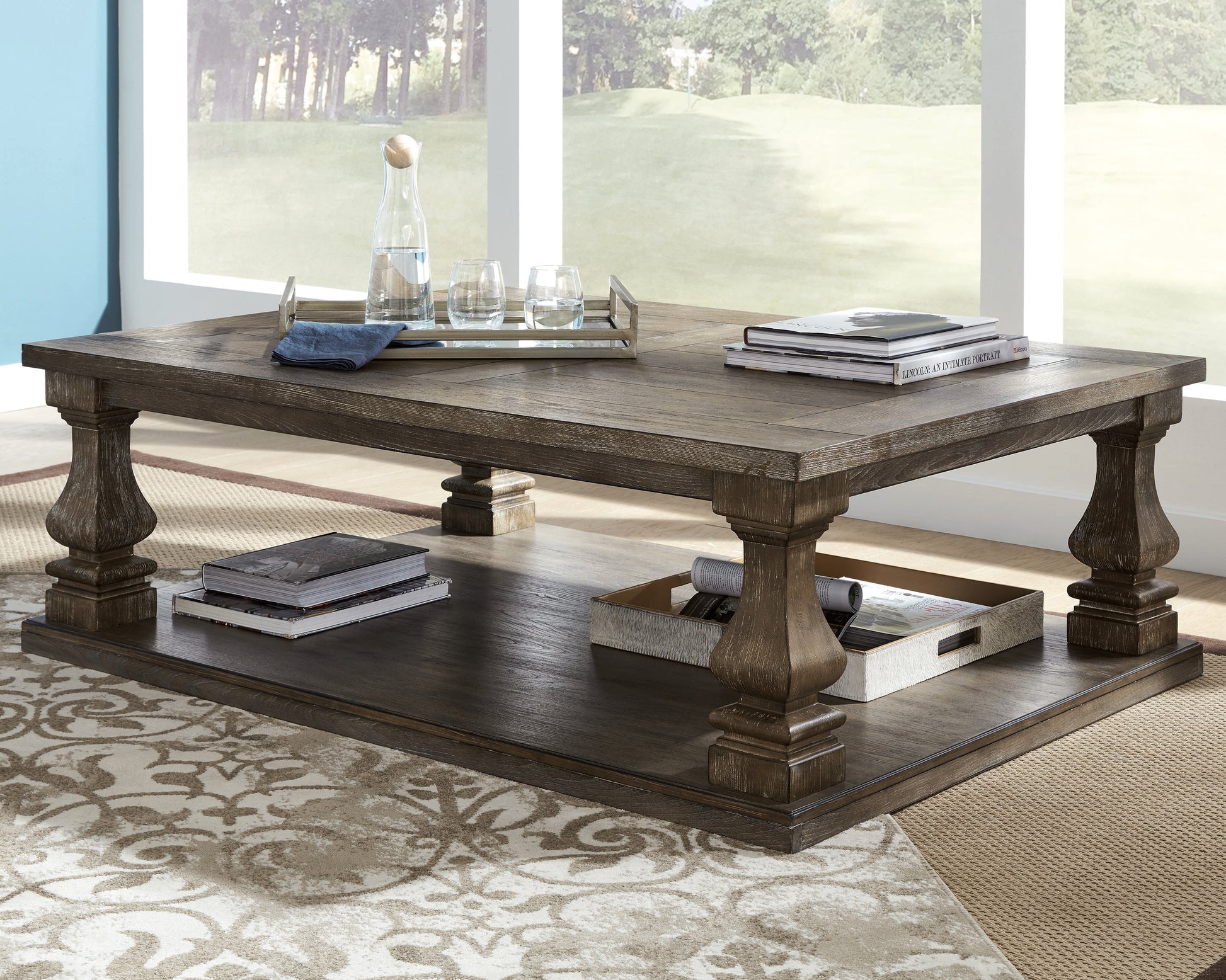 Bradenton Furniture Outlet - Ashley Furniture - Johnelle Coffee Table - Rectangular Cocktail Table / Gray - T776-1