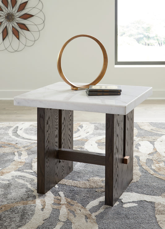 Bradenton Furniture Outlet - Ashley Furniture - Burkhaus End Table - Rectangular End Table / White/Dark Brown - T779-3
