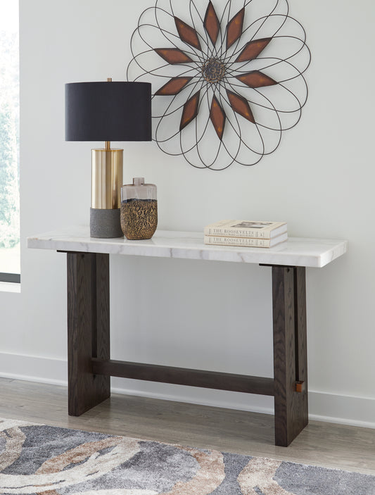 Bradenton Furniture Outlet - Ashley Furniture - Burkhaus Sofa Table - Sofa Table / White/Dark Brown - T779-4