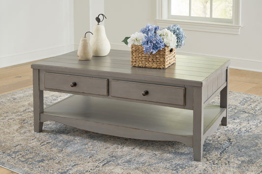 Bradenton Furniture Outlet - Ashley Furniture - Charina Coffee Table - Rectangular Cocktail Table / Antique Gray - T784-1