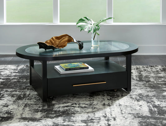 Bradenton Furniture Outlet - Ashley Furniture - Winbardi Coffee Table - Oval Cocktail Table / Black - T786-0