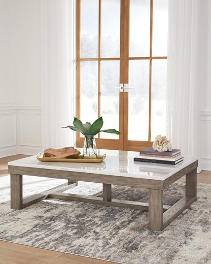 Bradenton Furniture Outlet - Ashley Furniture - Loyaska Coffee Table - Rectangular Cocktail Table / Brown/Ivory - T789-1