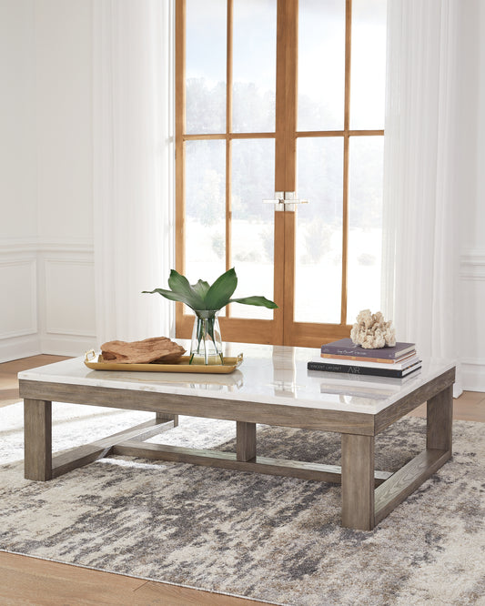 Bradenton Furniture Outlet - Ashley Furniture - Loyaska Coffee Table - Rectangular Cocktail Table / Brown/Ivory - T789-1