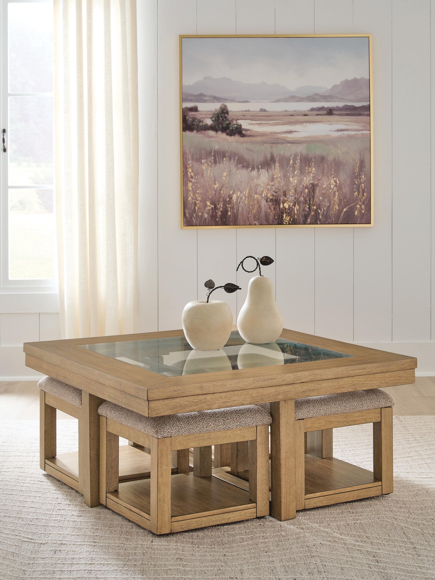 Bradenton Furniture Outlet - Ashley Furniture - Wittenmyer Coffee Table with 4 Stools (Set of 5) - Cocktail TBL w/4 Stools (5/CN) - T794-20
