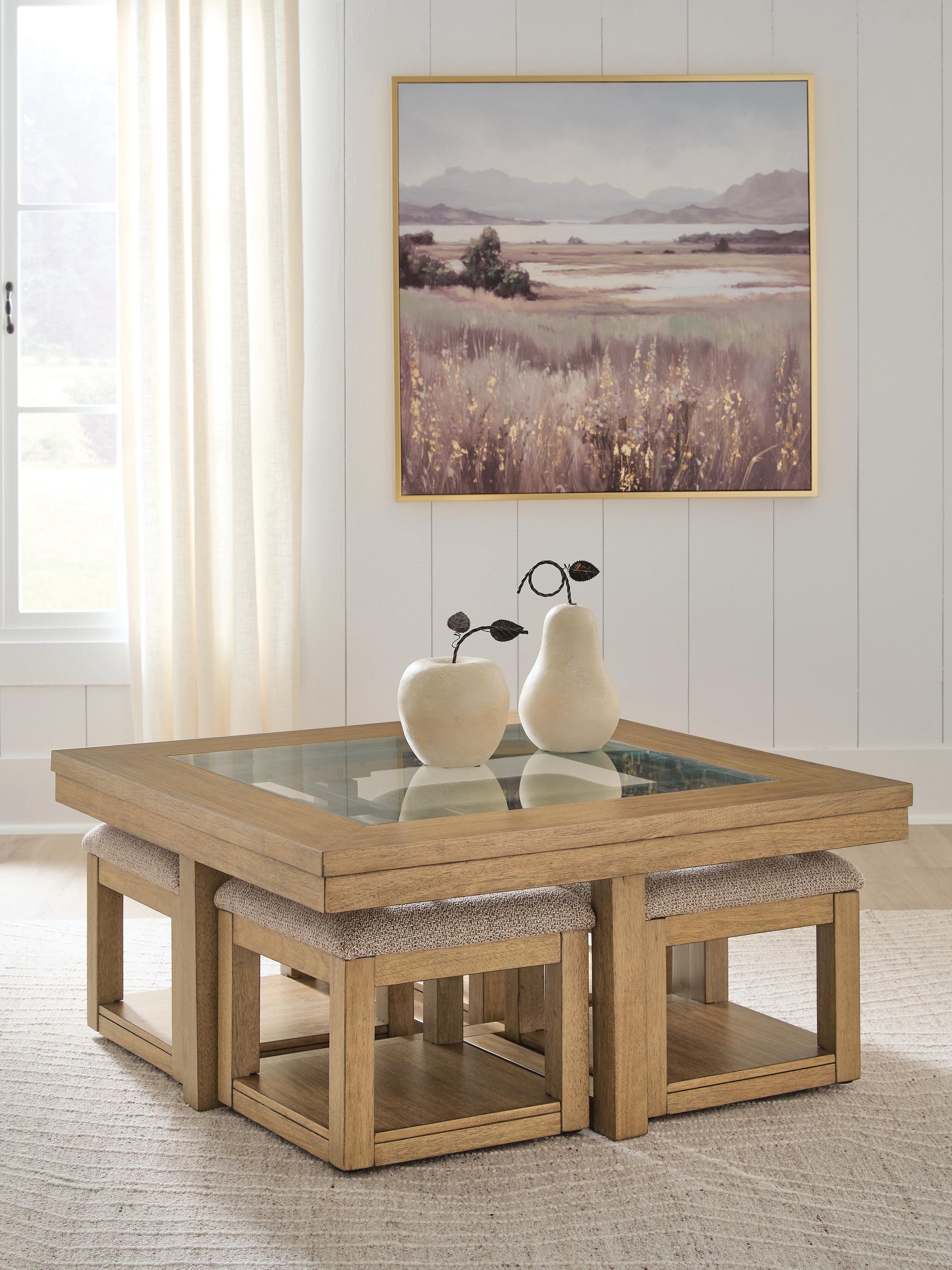 Bradenton Furniture Outlet - Ashley Furniture - Wittenmyer Coffee Table with 4 Stools (Set of 5) - Cocktail TBL w/4 Stools (5/CN) - T794-20