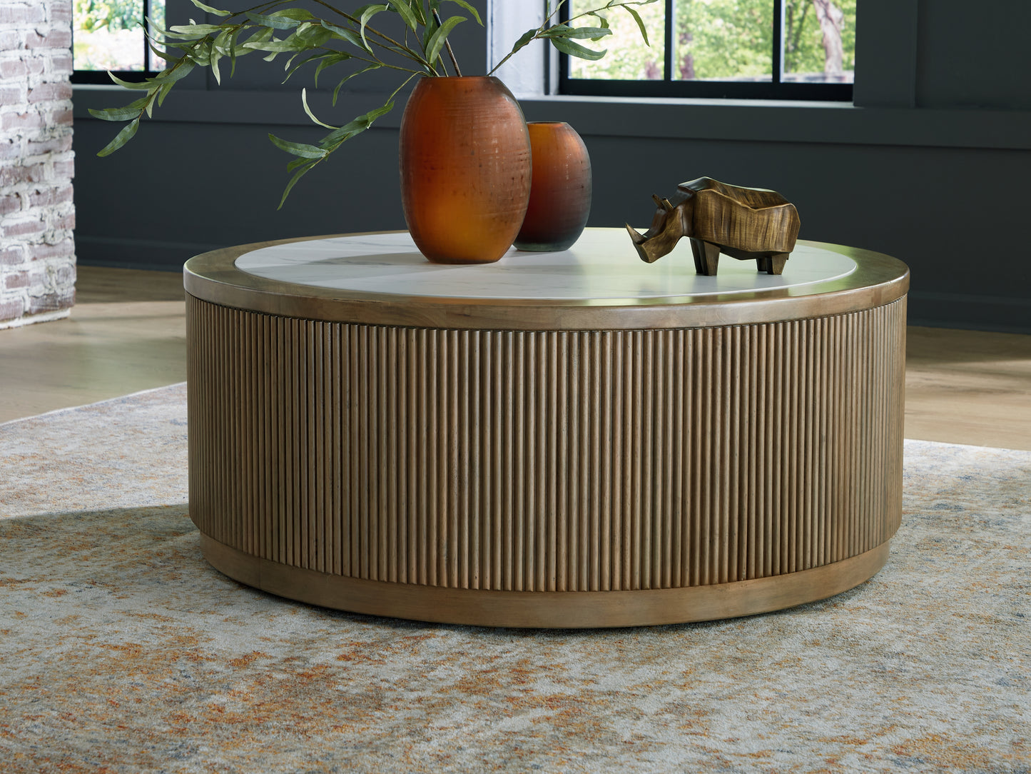Bradenton Furniture Outlet - Ashley Furniture - Camdill Coffee Table - Round Cocktail Table / Light Brown/White - T808-8