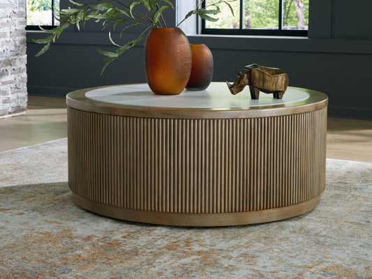 Bradenton Furniture Outlet - Ashley Furniture - Camdill Coffee Table - Round Cocktail Table / Light Brown/White - T808-8
