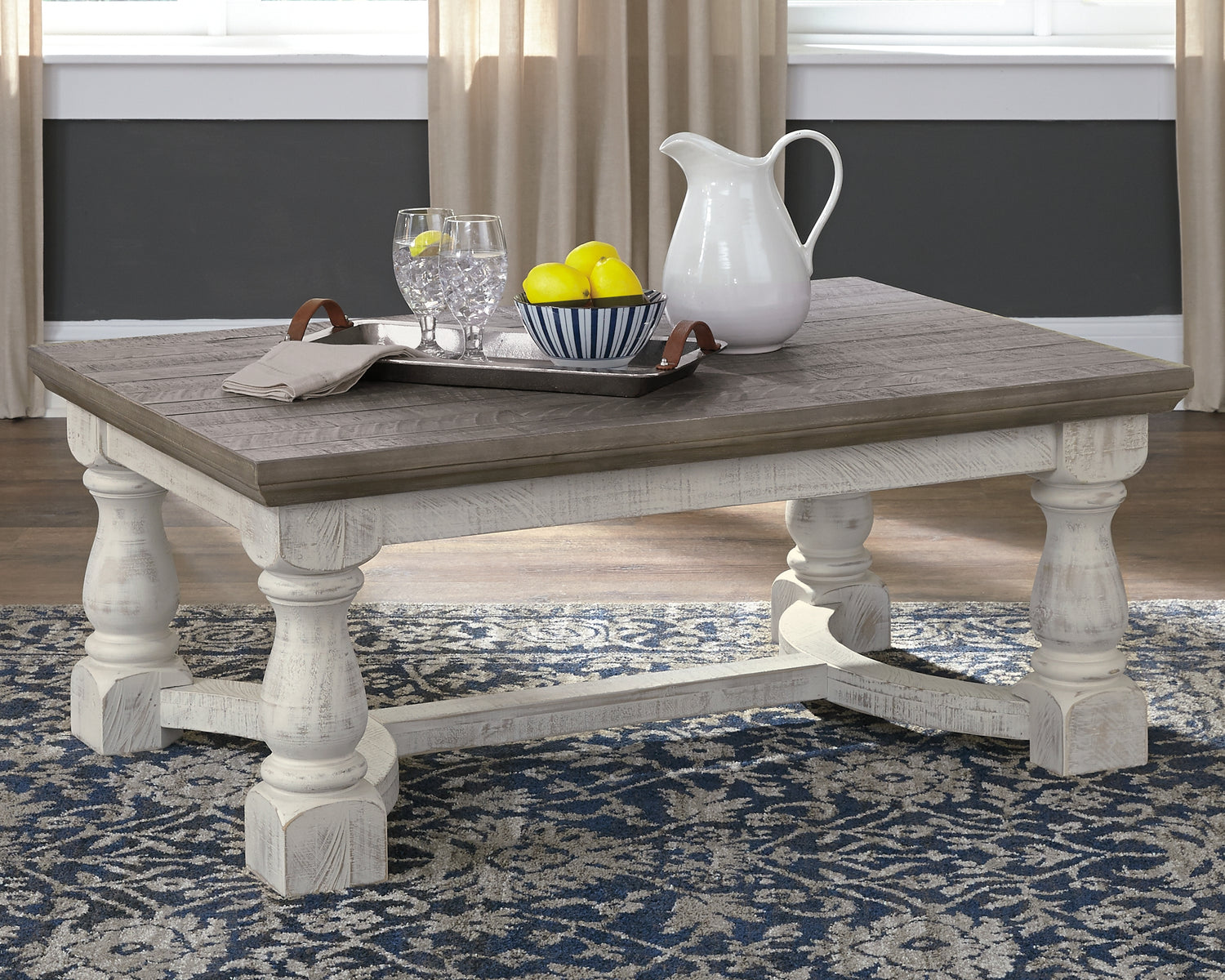 Bradenton Furniture Outlet - Ashley Furniture - Havalance Coffee Table - Rectangular Cocktail Table / Gray/White - T814-1