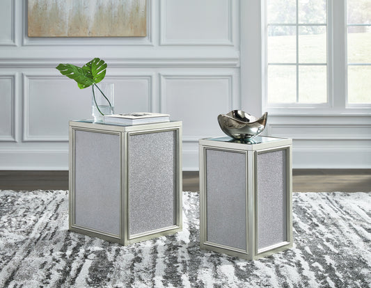 Bradenton Furniture Outlet - Ashley Furniture - Traleena Nesting End Table (Set of 2) - Nesting End Tables (Set of 2) / Silver Finish - T957-16