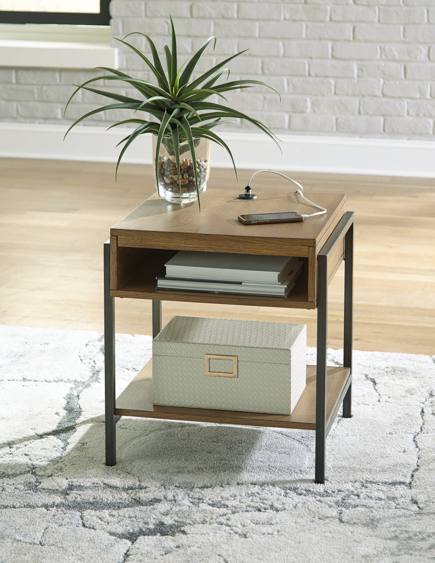 Bradenton Furniture Outlet - Ashley Furniture - Fridley End Table - Rectangular End Table / Brown/Black - T964-3