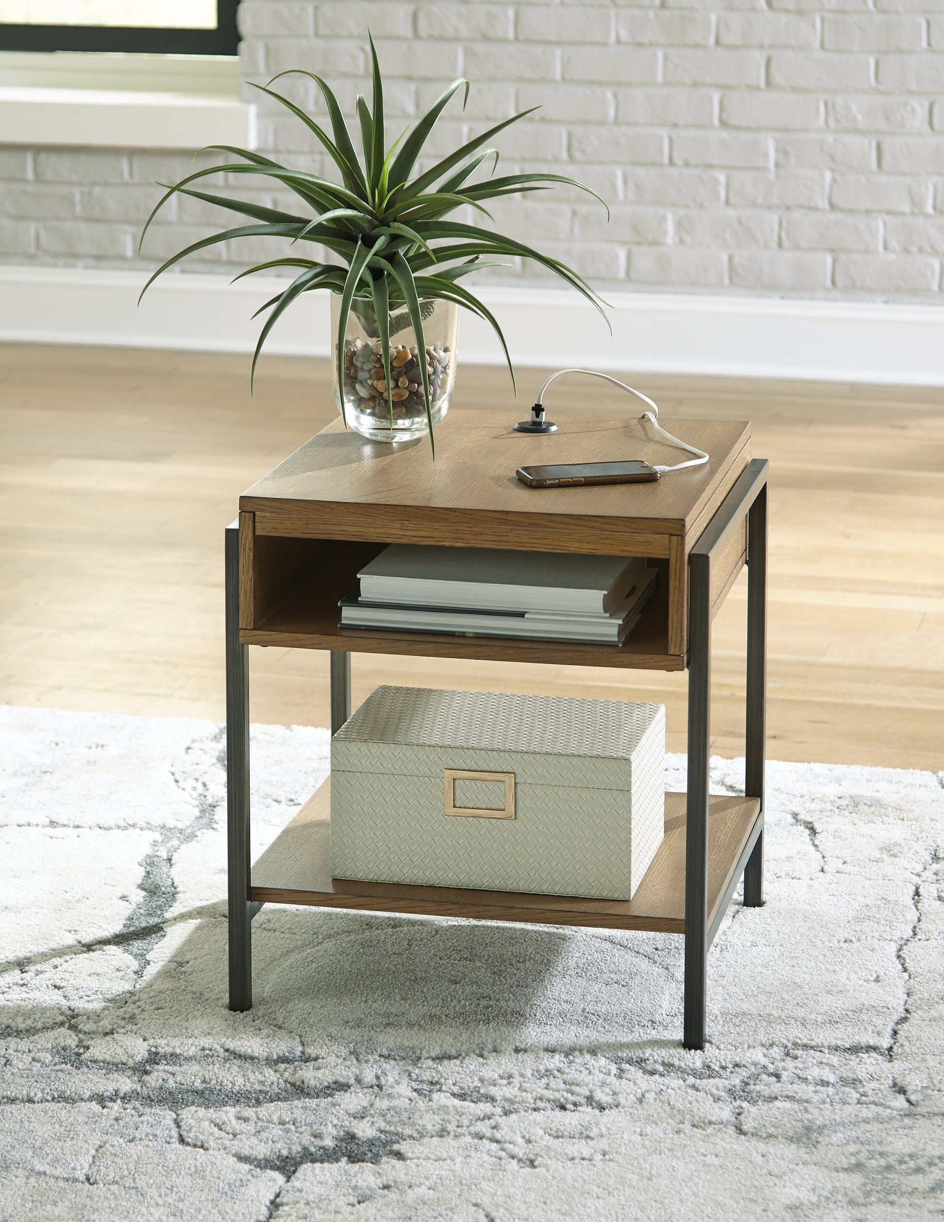 Bradenton Furniture Outlet - Ashley Furniture - Fridley End Table - Rectangular End Table / Brown/Black - T964-3