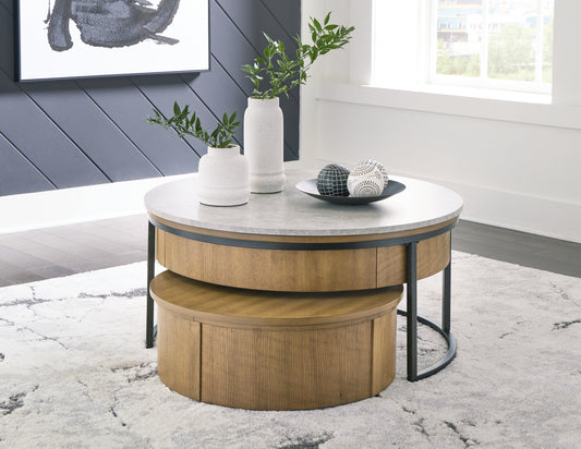 Bradenton Furniture Outlet - Ashley Furniture - Fridley Nesting Coffee Table (Set of 2) - Nesting Cocktail Tables (Set of 2) / Gray/Brown/Black - T964-8