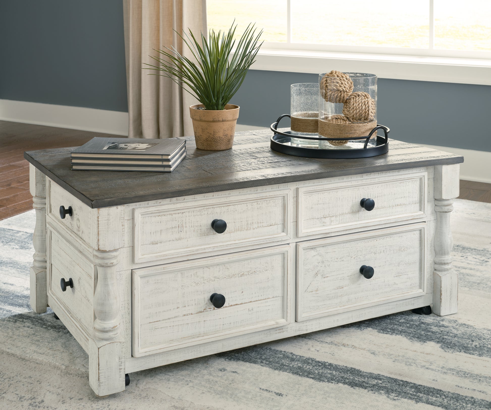 Bradenton Furniture Outlet - Ashley Furniture - Havalance Lift-Top Coffee Table - Lift Top Cocktail Table / White/Gray - T994-20
