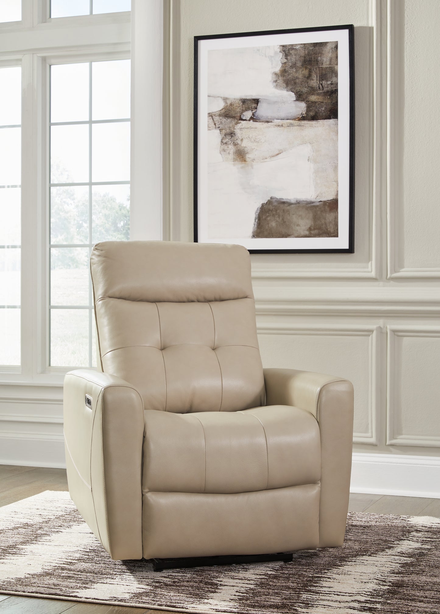 Bradenton Furniture Outlet - Ashley Furniture - Pisgham Living Room - PWR Recliner/ADJ Headrest / Sand - U1050313