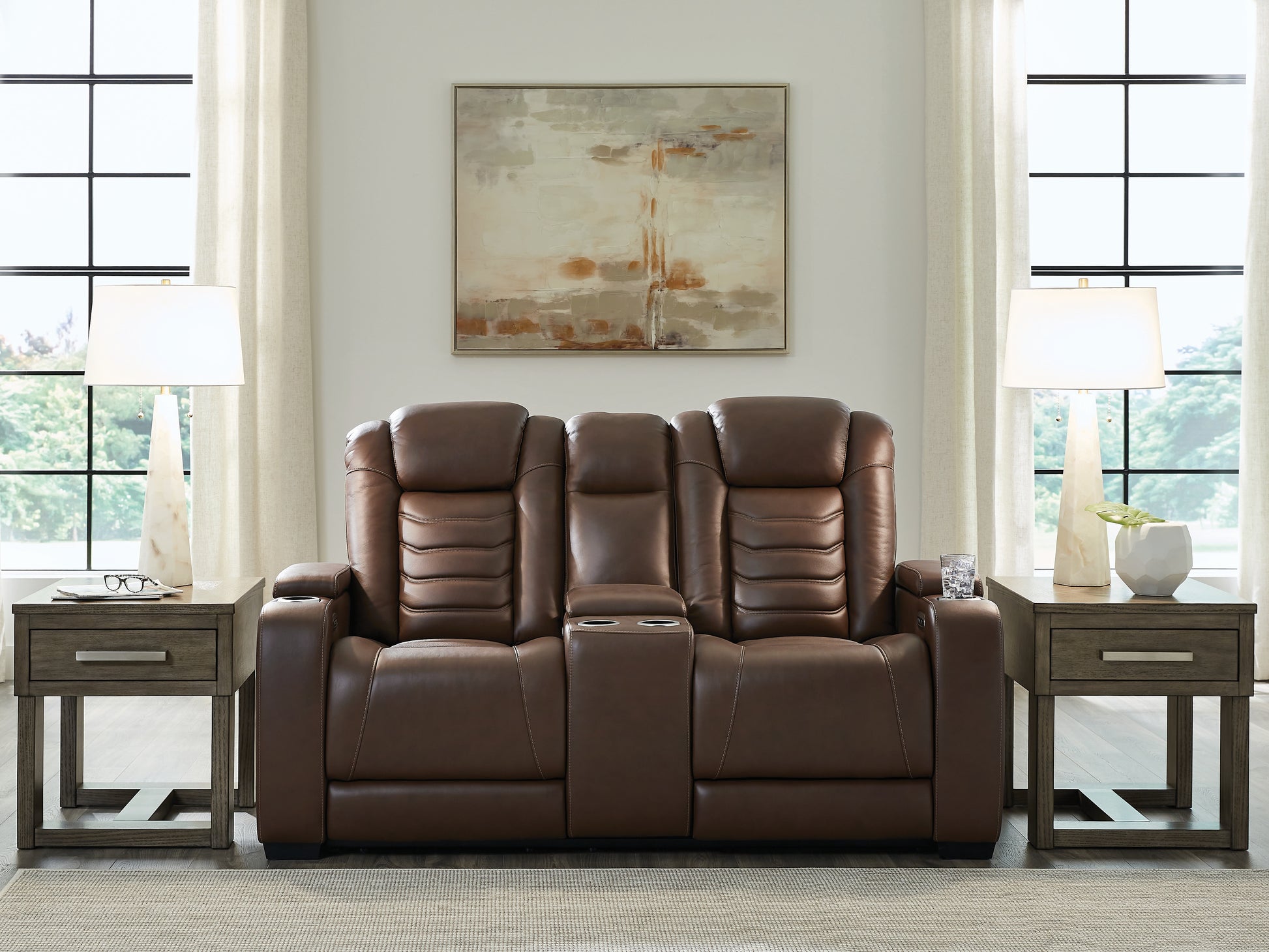 Bradenton Furniture Outlet - Ashley Furniture - High Impact Living Room - PWR REC Loveseat/CON/ADJ HDRST / Tobacco - U1060118