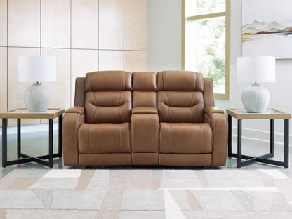 Bradenton Furniture Outlet - Ashley Furniture - Knightington Living Room - PWR REC Love w/Audio Seating / Caramel - PCU1160018A