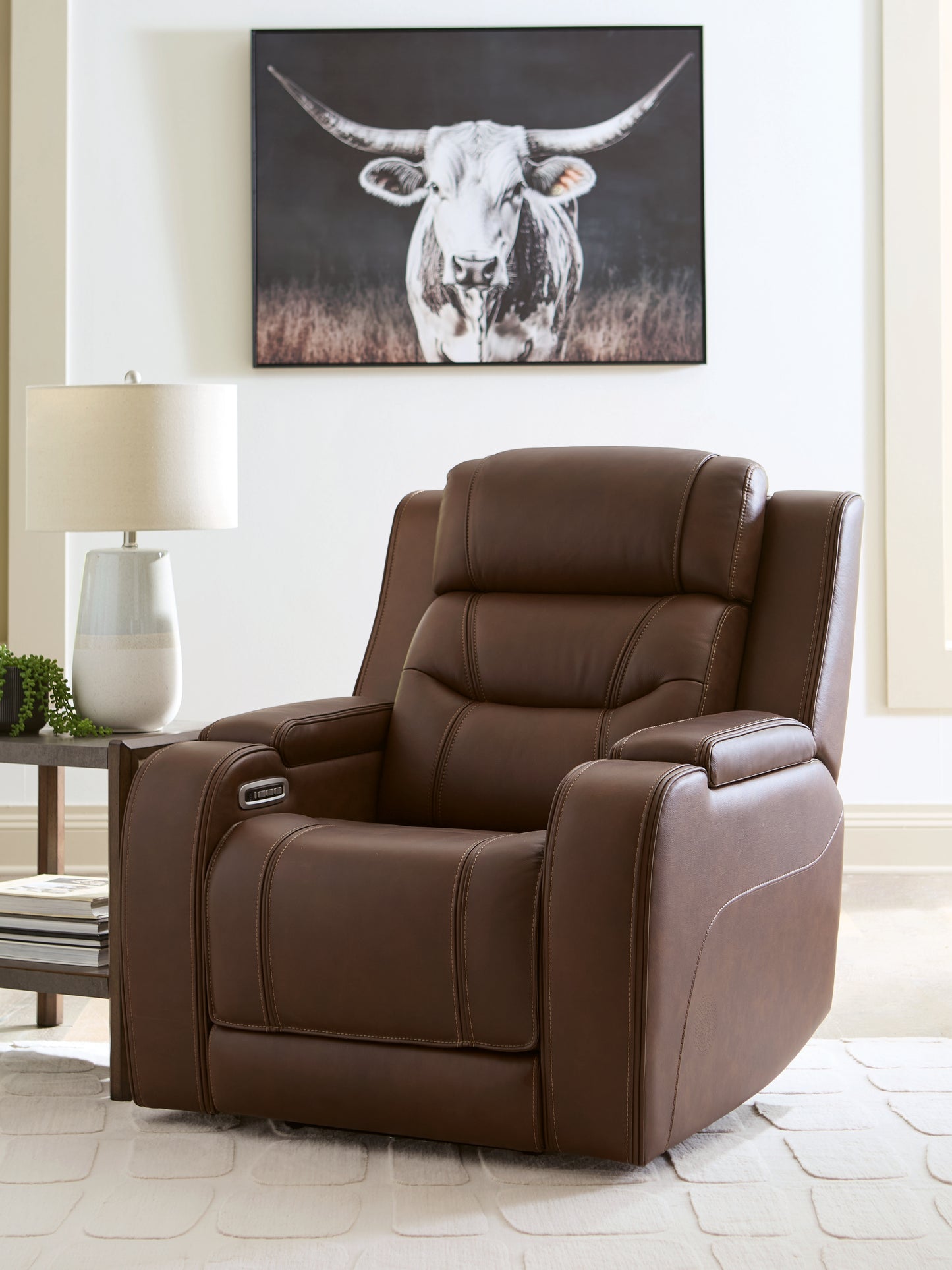 Bradenton Furniture Outlet - Ashley Furniture - Knightington Living Room - Power Recliner w/Audio Seating / Brown - PCU1160213A