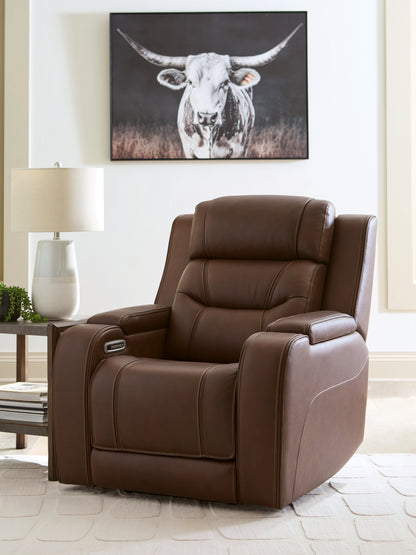 Bradenton Furniture Outlet - Ashley Furniture - Knightington Living Room - Power Recliner w/Audio Seating / Brown - PCU1160213A