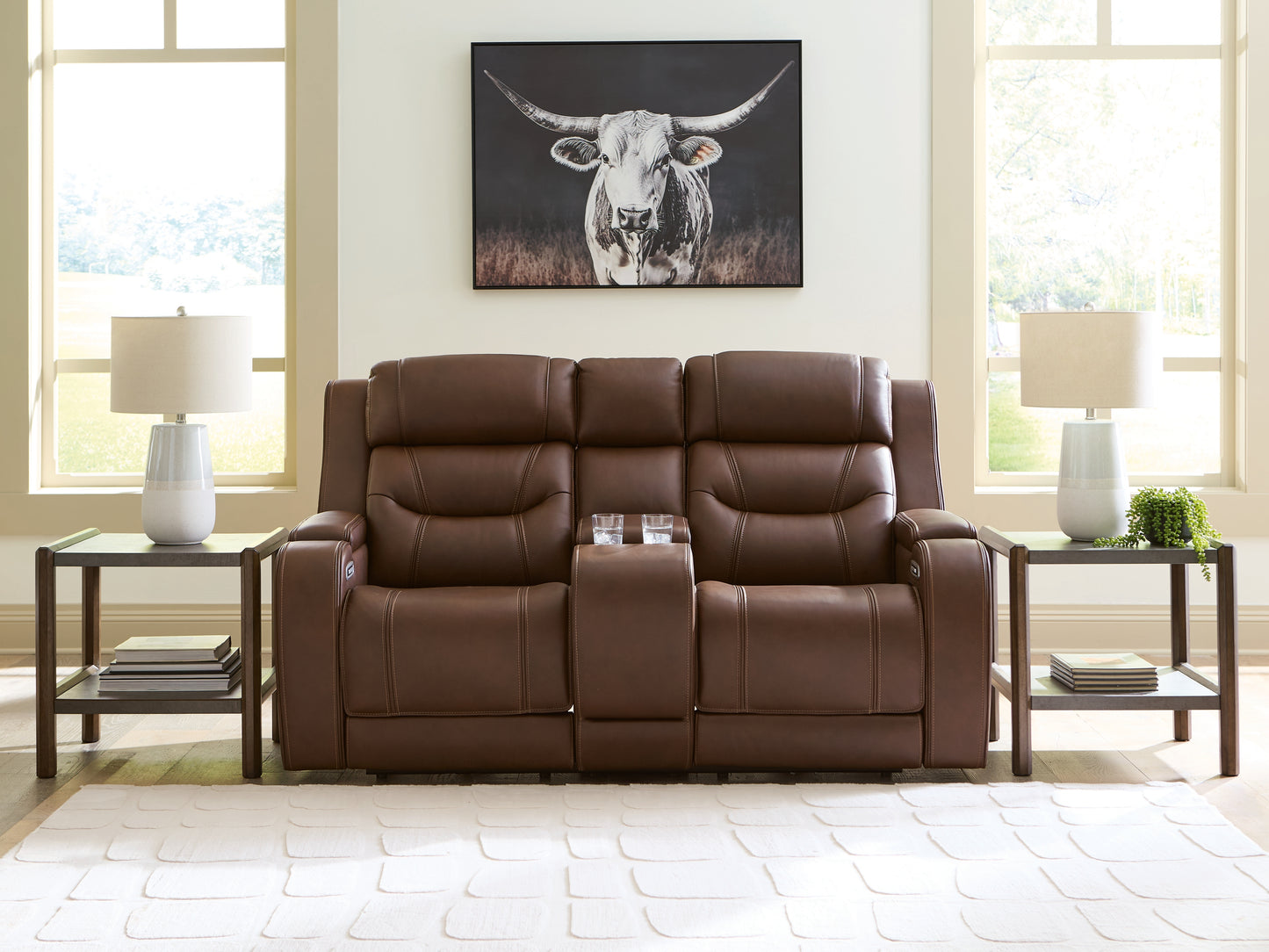 Bradenton Furniture Outlet - Ashley Furniture - Knightington Living Room - PWR REC Love w/Audio Seating / Brown - PCU1160218A