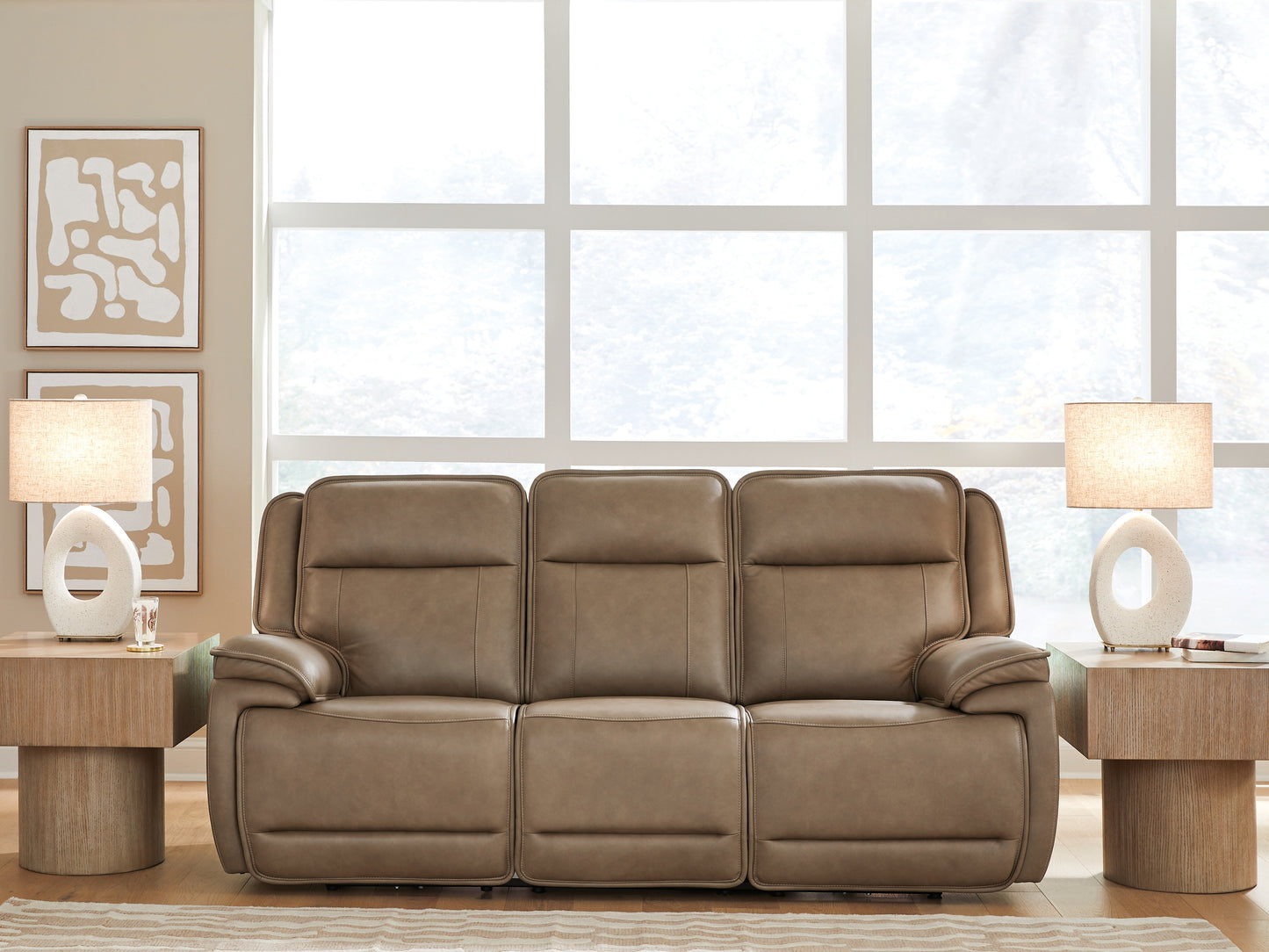 Bradenton Furniture Outlet - Ashley Furniture - Glencroft Living Room - PWR REC Sofa with ADJ Headrest / Sahara - PCU1240015