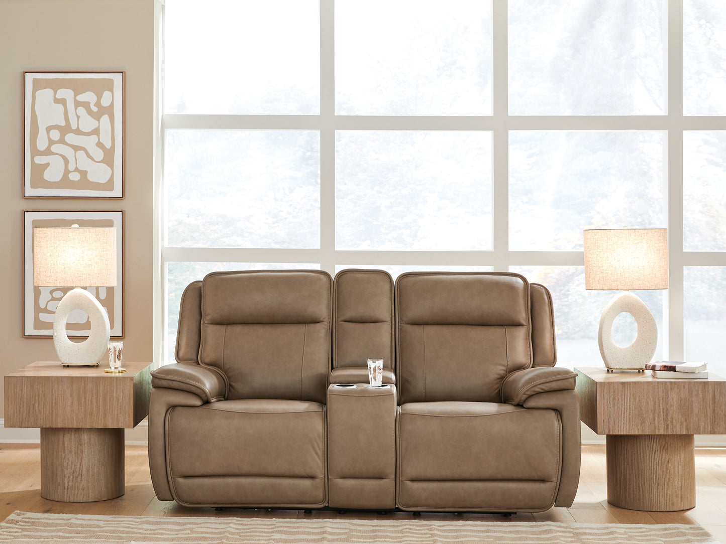 Bradenton Furniture Outlet - Ashley Furniture - Glencroft Living Room - PWR REC Loveseat/CON/ADJ HDRST / Sahara - PCU1240018
