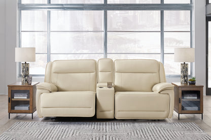 Bradenton Furniture Outlet - Ashley Furniture - Double Deal Sectional - 3-Piece Power Reclining Loveseat Sectional with Console / Almond - U13001S4