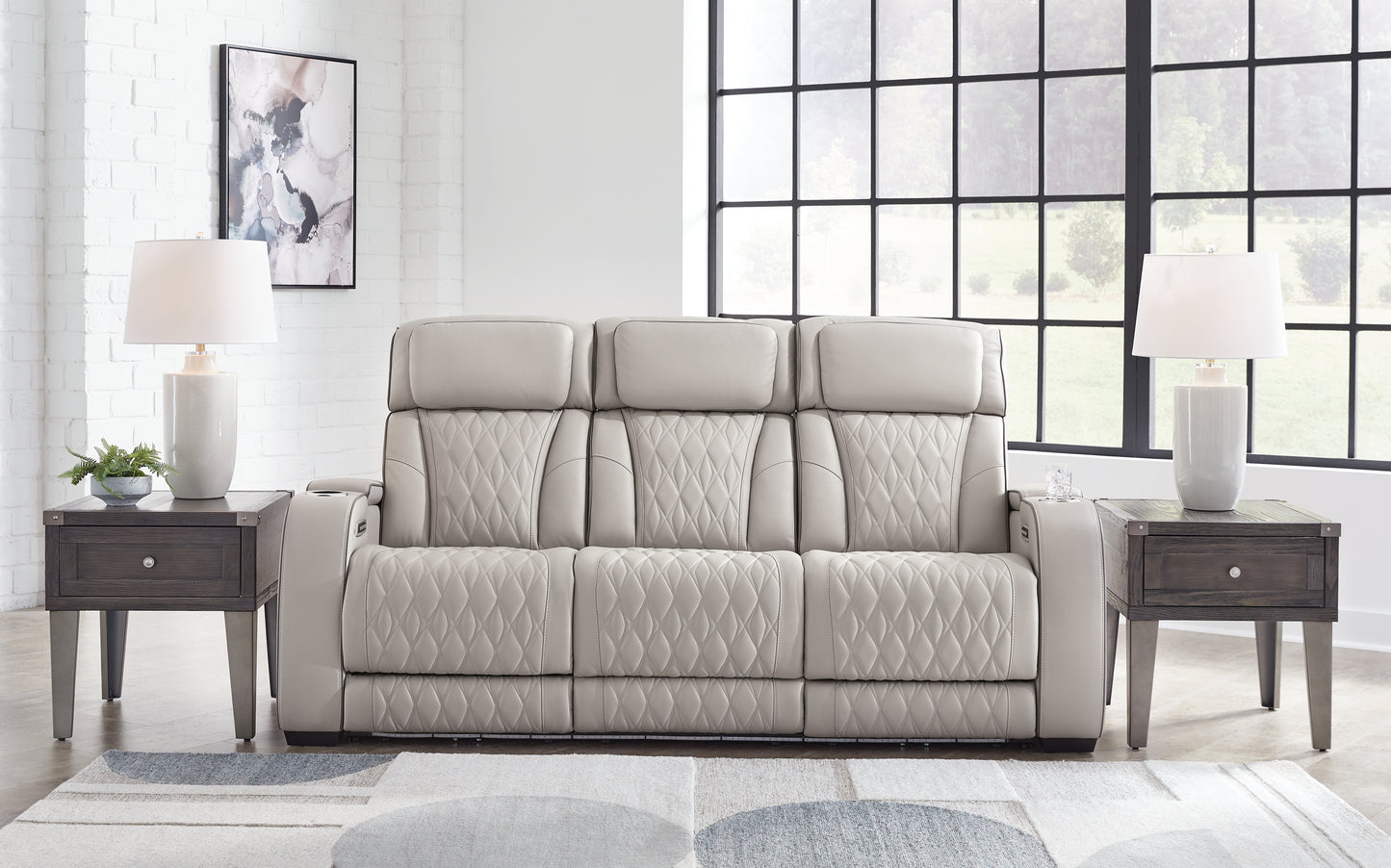 Bradenton Furniture Outlet - Ashley Furniture - Boyington Living Room - PWR REC Sofa with ADJ Headrest / Gray - U2710515