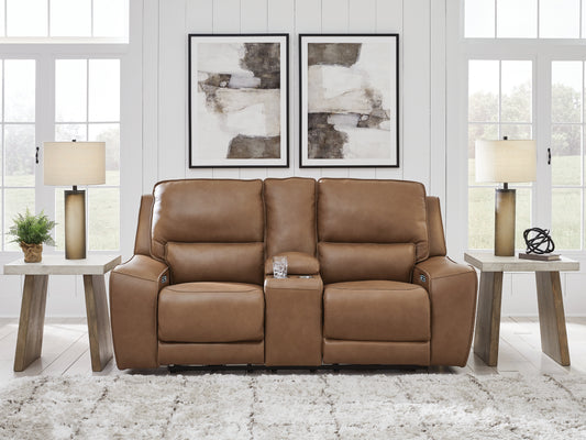 Bradenton Furniture Outlet - Ashley Furniture - DeepWakes Living Room - PWR REC Loveseat/CON/ADJ HDRST / Caramel - PCU6260618