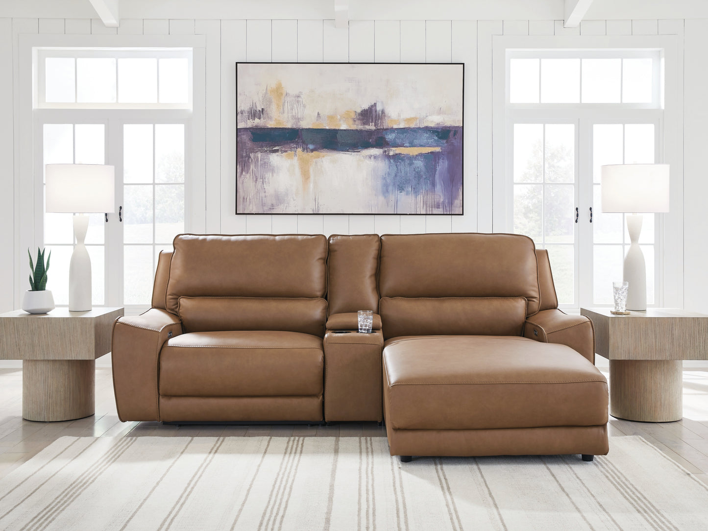 Bradenton Furniture Outlet - Ashley Furniture - DeepWakes Sectional - 3-Piece Power Reclining Sectional with Chaise / Caramel - PCU62606S4