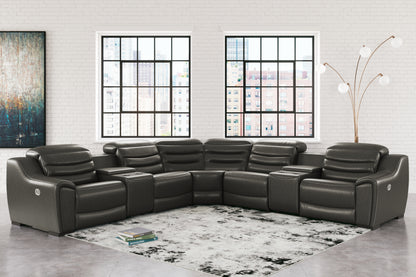 Bradenton Furniture Outlet - Ashley Furniture - Center Line Sectional - 7-Piece Power Reclining Sectional / Dark Gray - U63404S7