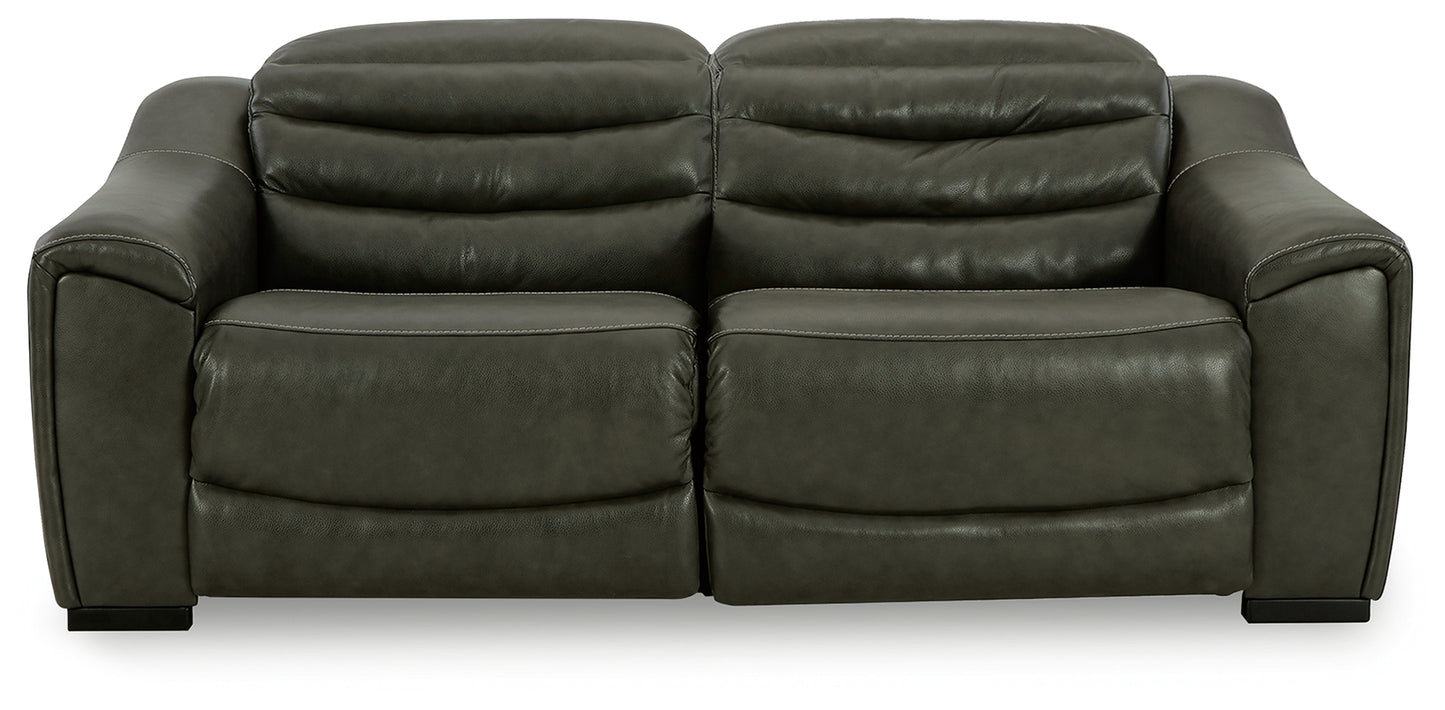 Bradenton Furniture Outlet - Ashley Furniture - Center Line Sectional - 2-Piece Power Reclining Sectional Loveseat / Dark Gray - U63404S1