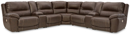 Bradenton Furniture Outlet - Ashley Furniture - Dunleith Sectional - 7-Piece Power Reclining Sectional / Chocolate - U71604S7