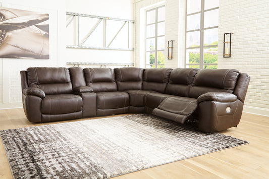 Bradenton Furniture Outlet - Ashley Furniture - Dunleith Sectional - 7-Piece Power Reclining Sectional / Chocolate - U71604S7
