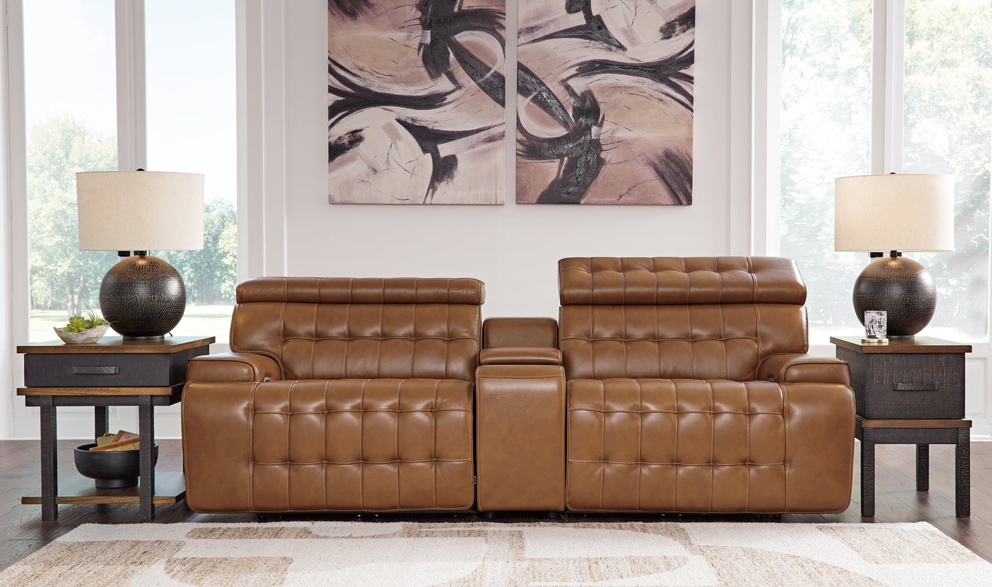 Bradenton Furniture Outlet - Ashley Furniture - Temmpton Sectional - 3-Piece Power Reclining Sectional Loveseat with Console / Chocolate - U92708S2
