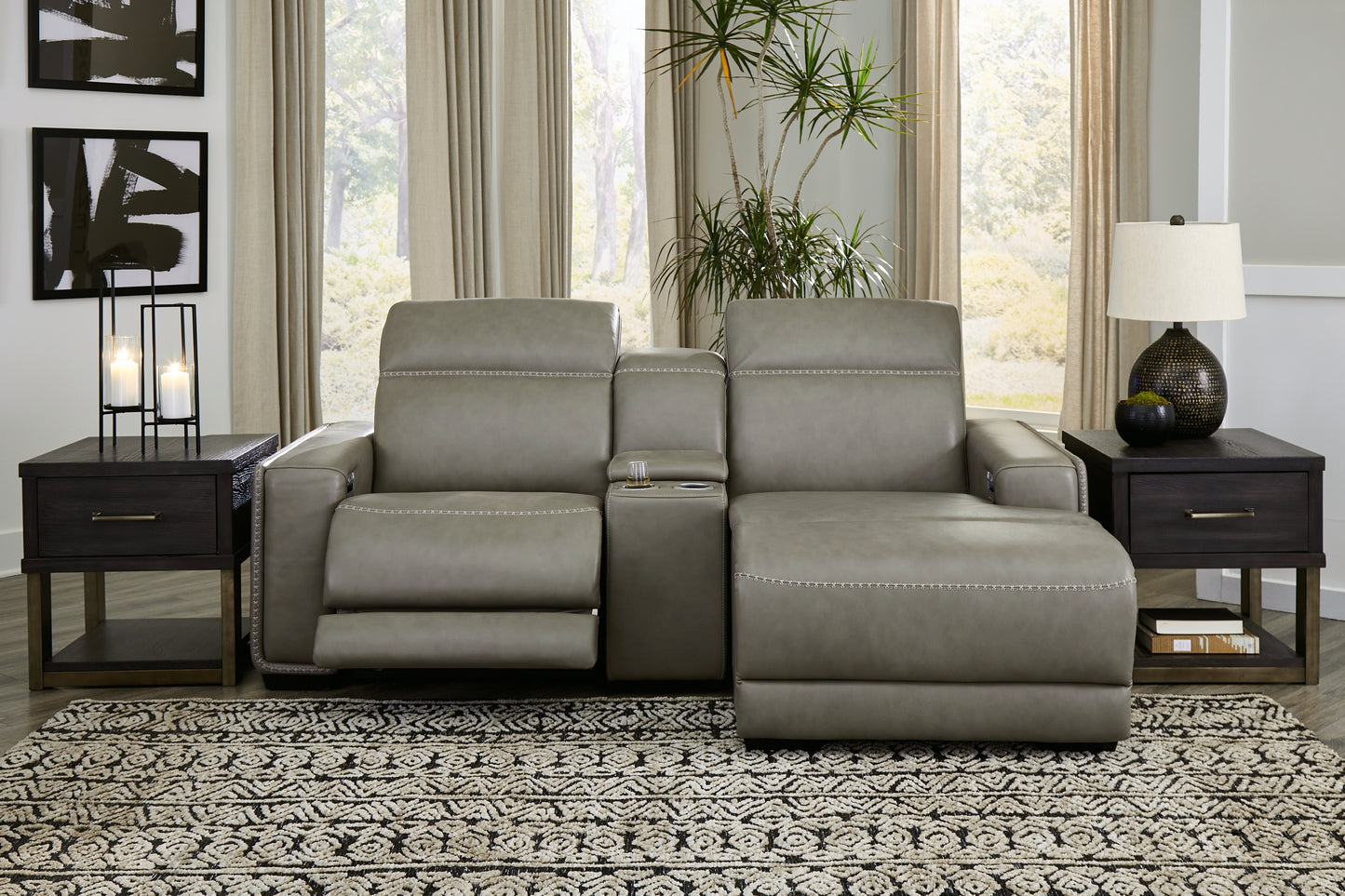 Bradenton Furniture Outlet - Ashley Furniture - Correze Sectional - 3-Piece Power Reclining Sectional with Chaise / Gray - U94202S11
