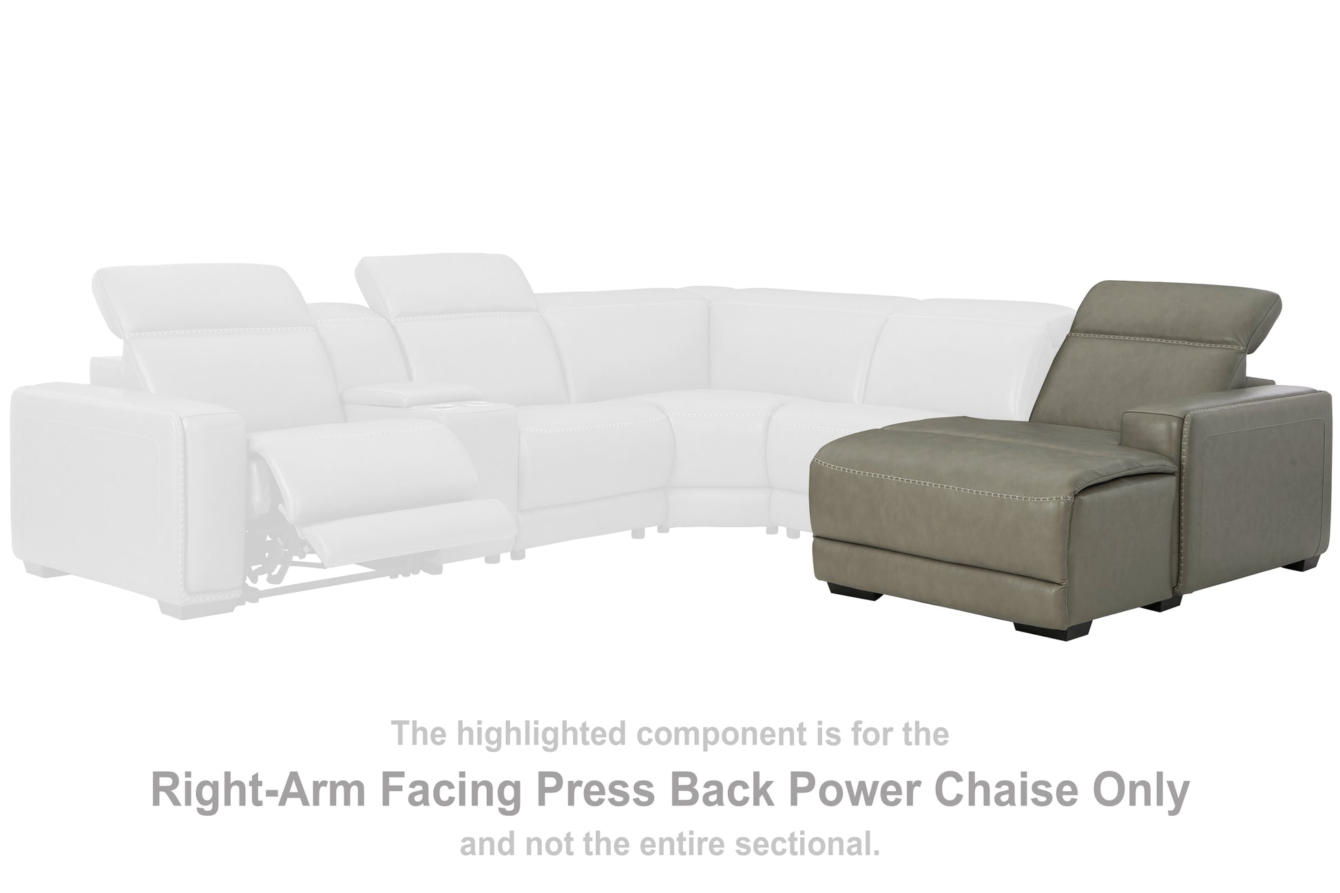Bradenton Furniture Outlet - Ashley Furniture - Correze Sectional - RAF PWR Reclining Back Chaise / Gray - U9420297