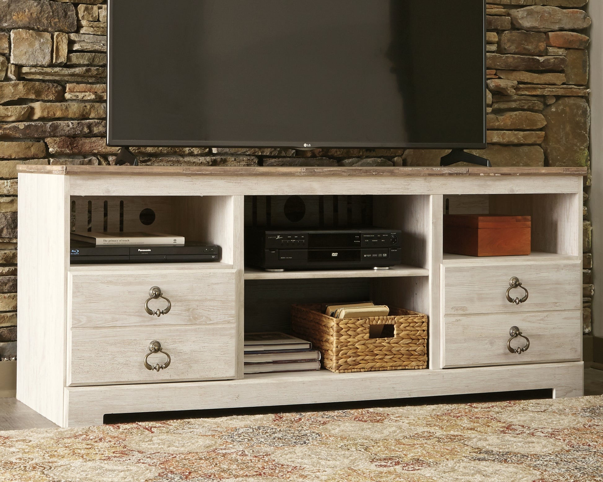 Bradenton Furniture Outlet - Ashley Furniture - Willowton TV Stand - 64" / Whitewash - W267-68