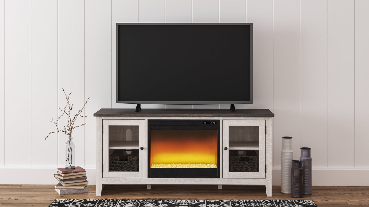 Bradenton Furniture Outlet - Ashley Furniture - Dorrinson 60" TV Stand with Electric Fireplace - 60" TV Stand with Electric Fireplace / Two-tone - W287W2