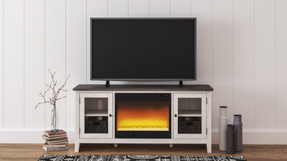 Bradenton Furniture Outlet - Ashley Furniture - Dorrinson 60" TV Stand with Electric Fireplace - 60" TV Stand with Electric Fireplace / Two-tone - W287W2