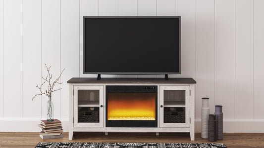 Bradenton Furniture Outlet - Ashley Furniture - Dorrinson 60" TV Stand with Electric Fireplace - 60" TV Stand with Electric Fireplace / Two-tone - W287W2