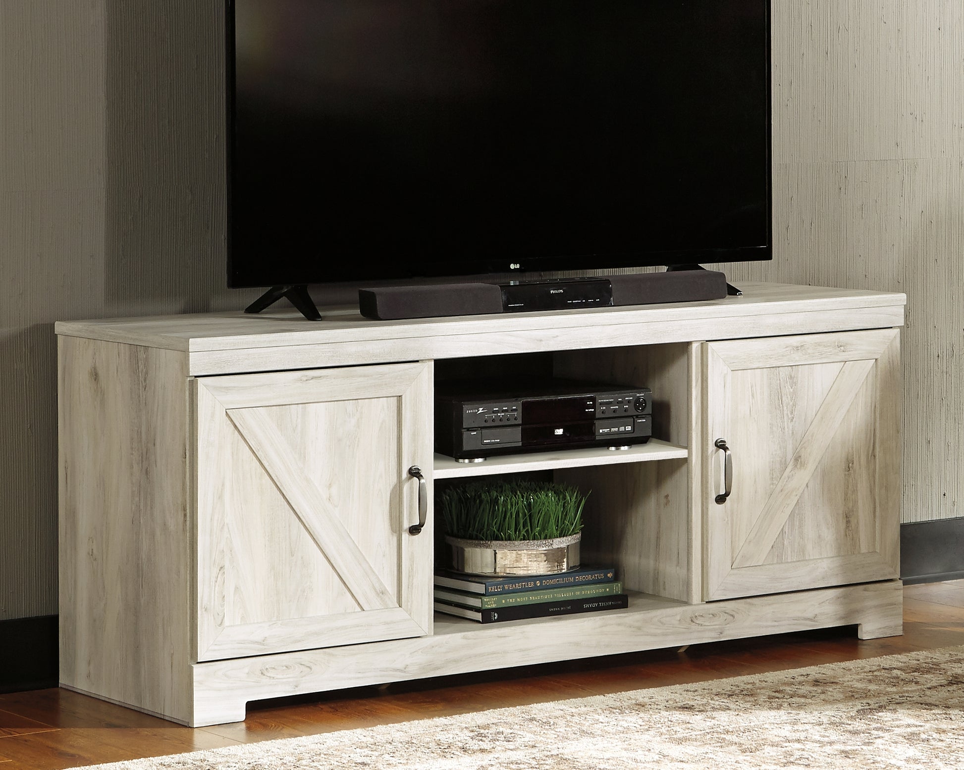 Bradenton Furniture Outlet - Ashley Furniture - Bellaby TV Stand - 63" / Whitewash - W331-68