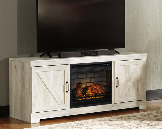 Bradenton Furniture Outlet - Ashley Furniture - Bellaby 63" TV Stand with Electric Fireplace - 63" TV Stand with Electric Fireplace / Whitewash - W331W9
